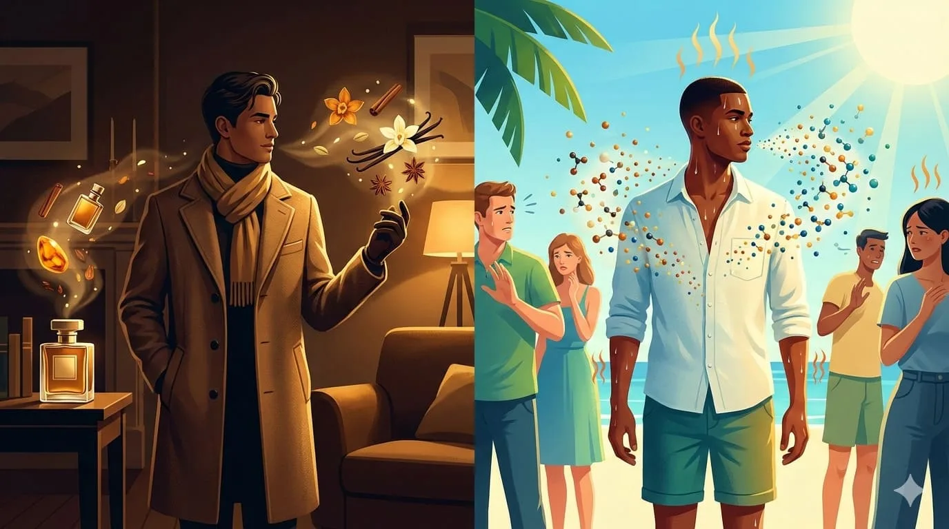 Post O Erro de Usar Perfume de Inverno no Verão Brasileiro: Por Que Sua Fragrância Pode Estar Sabotando Você